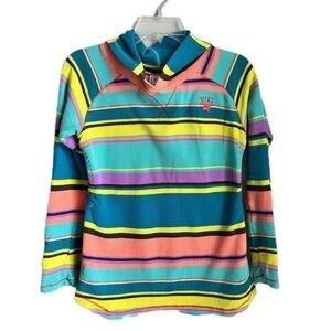 Nike Girls Large Neon Striped Long Sleeve Thermal Hoodie